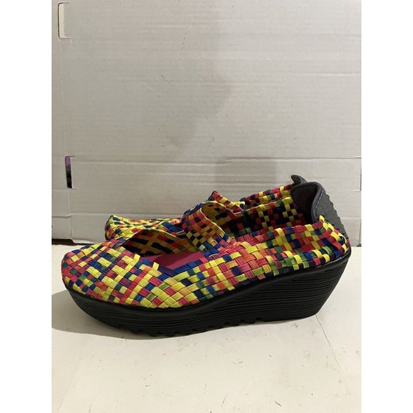 Rock Spring women size 9.5 Multi/neon elastic slip on Wedge Heel shoes - Picture 3 of 8